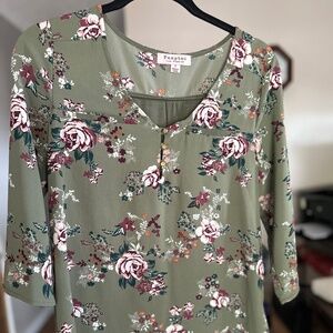 Tempted Small Green Floral Top